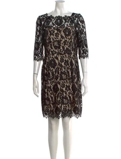 Pre-owned Milly Lace Pattern Mini Dress In Neutral