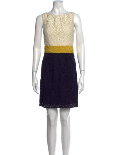 Pre-owned Milly Lace Pattern Mini Dress In Neutrals