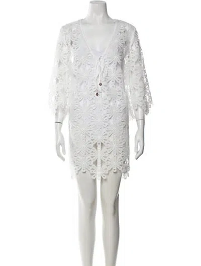 Pre-owned Milly Lace Pattern Mini Dress In Neutrals