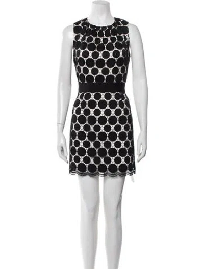 Pre-owned Milly Lace Pattern Mini Dress In Neutrals