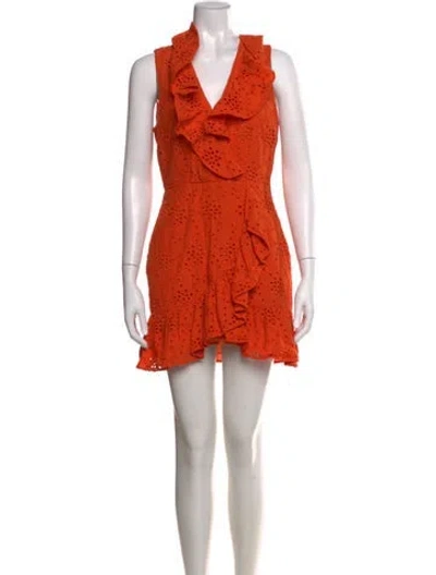 Pre-owned Milly Lace Pattern Mini Dress In Orange