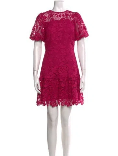 Pre-owned Milly Lace Pattern Mini Dress In Pink