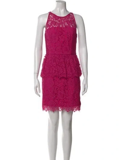 Pre-owned Milly Lace Pattern Mini Dress In Pink