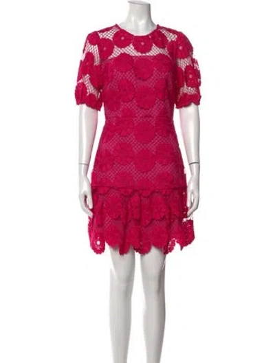 Pre-owned Milly Lace Pattern Mini Dress In Pink