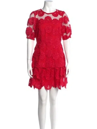 Pre-owned Milly Lace Pattern Mini Dress In Red