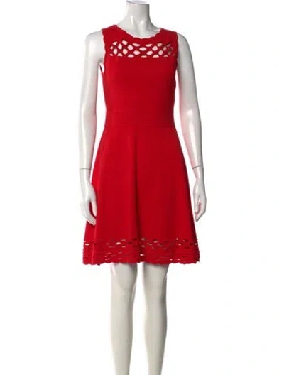 Pre-owned Milly Lace Pattern Mini Dress In Red