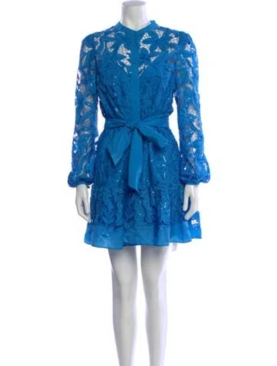 Pre-owned Milly Lace Pattern Mini Dress W/ Tags In Blue