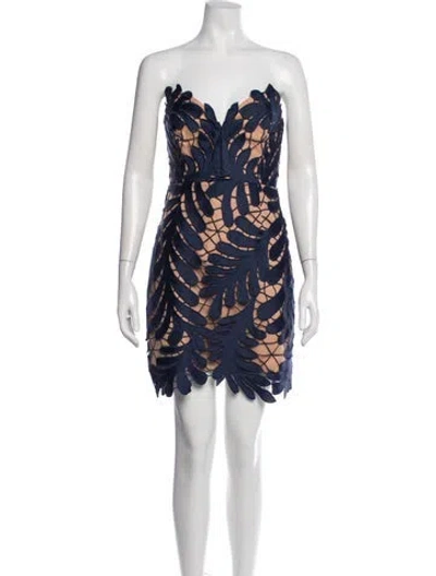 Pre-owned Milly Lace Pattern Mini Dress W/ Tags In Blue