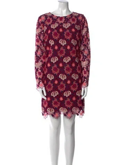 Pre-owned Milly Lace Pattern Mini Dress W/ Tags In Red