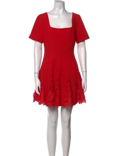 Pre-owned Milly Lace Pattern Mini Dress W/ Tags In Red