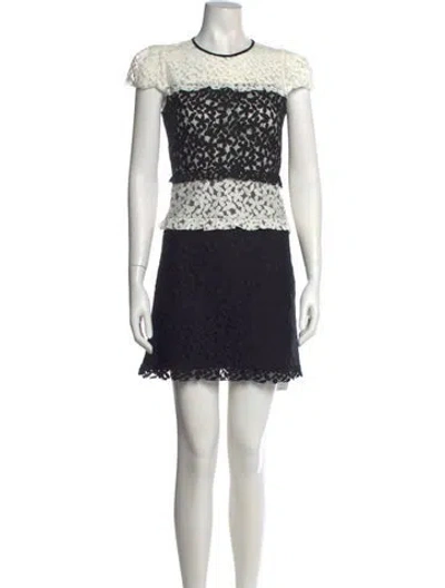 Pre-owned Milly Lace Pattern Mini Dress In White