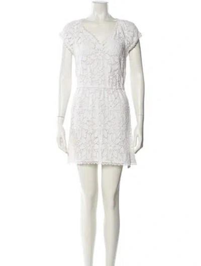 Pre-owned Milly Lace Pattern Mini Dress In White