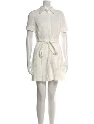 Pre-owned Milly Lace Pattern Mini Dress In White