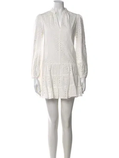 Pre-owned Milly Lace Pattern Mini Dress In White
