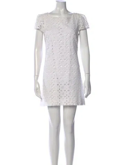Pre-owned Milly Lace Pattern Mini Dress In White