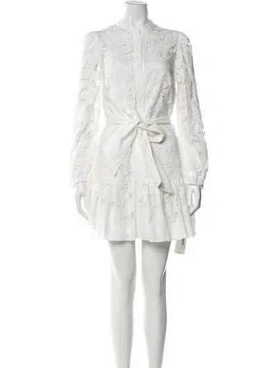 Pre-owned Milly Lace Pattern Mini Dress In White