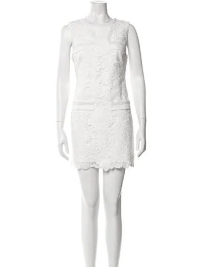 Pre-owned Milly Lace Pattern Mini Dress In White