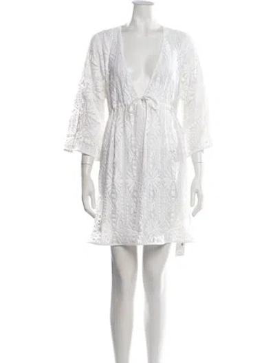 Pre-owned Milly Lace Pattern Mini Dress In White