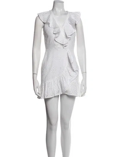 Pre-owned Milly Lace Pattern Mini Dress In White