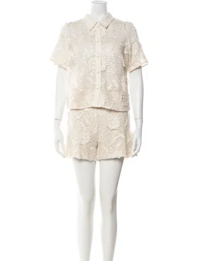 Pre-owned Milly Lace Pattern Skirt Set W/ Tags In Neutrals