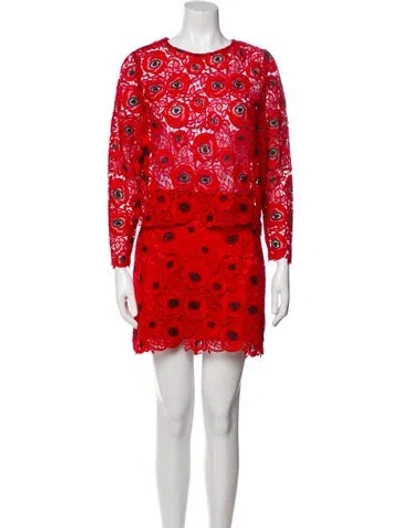 Pre-owned Milly Lace Pattern Skirt Set W/ Tags In Red