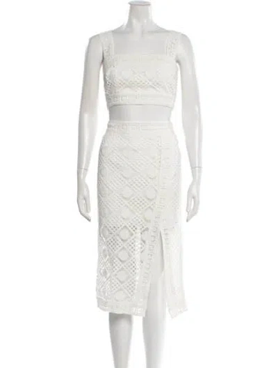 Pre-owned Milly Lace Pattern Skirt Set W/ Tags In White