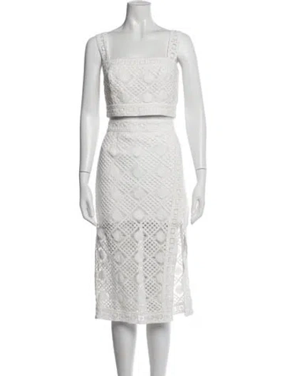 Pre-owned Milly Lace Pattern Skirt Set In White