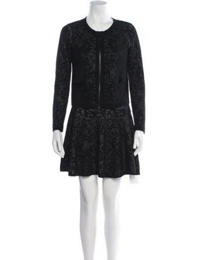 Pre-owned Milly Lace Pattern Skirt Suit In Gray