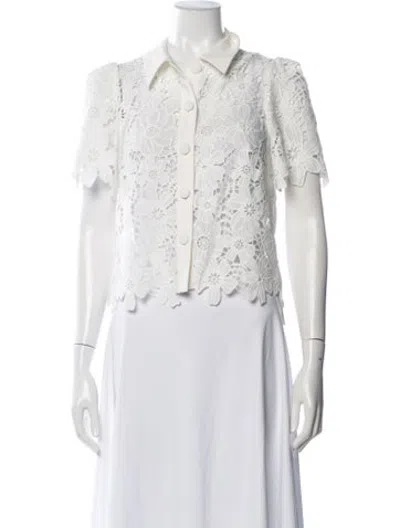 Pre-owned Milly Lace Pattern Sweater In White