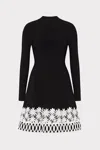 Milly Lace Trim Fit And Flare Mini Dress In Black