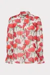 Milly Lacey Peony Button-front Blouse In Red