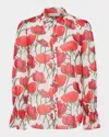 Milly Lacey Peony Button-front Blouse