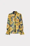Milly Lacey Sunflower Long Sleeve Blouse In Green