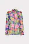 Milly Lacey Tulip Rosette Long Sleeve Blouse In Royal Blue