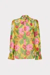 Milly Lacey Tulip Rosette Long Sleeve Blouse In Yellow