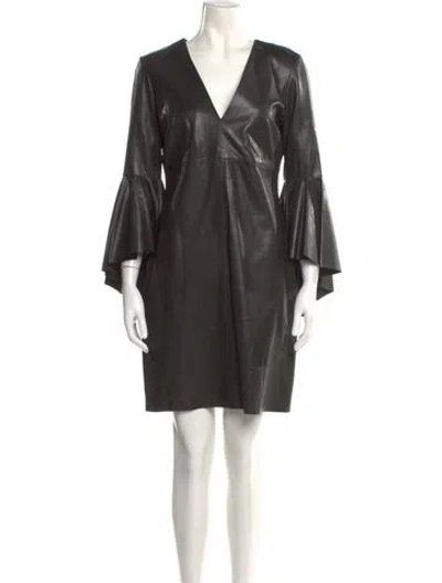Pre-owned Milly Lamb Leather Knee-length Dress In Black