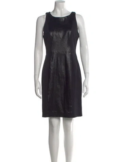 Pre-owned Milly Lamb Leather Knee-length Dress In Black