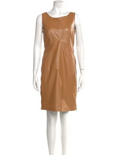Pre-owned Milly Lamb Leather Knee-length Dress In Brown