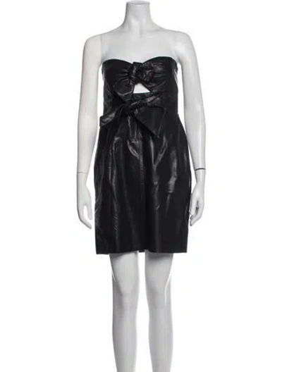 Pre-owned Milly Lamb Leather Mini Dress In Black