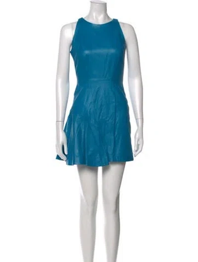 Pre-owned Milly Lamb Leather Mini Dress In Blue