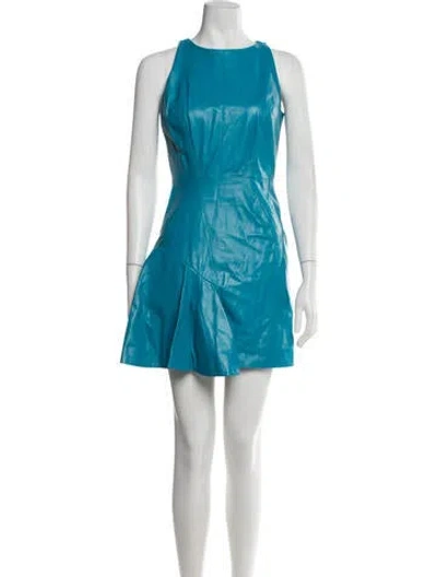 Pre-owned Milly Lamb Leather Mini Dress In Blue