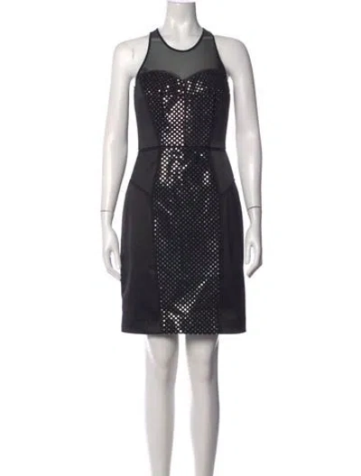 Pre-owned Milly Lambskin Mini Dress In Black