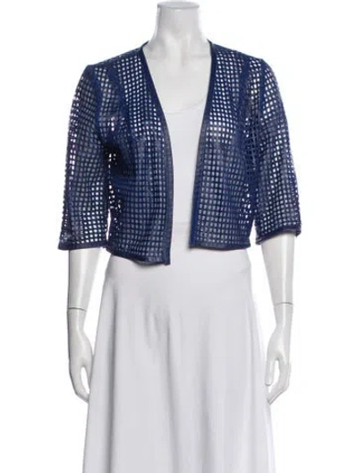 Pre-owned Milly Lambskin Patterned Bolero In Blue