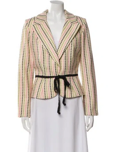 Pre-owned Milly Lambswool Plaid Print Blazer In Neutral