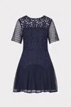 Milly Lana Floral Geo Combo Lace Mini Dress In Blue