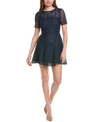 Milly Lana Floral Geo Combo Lace Mini Dress In Blue