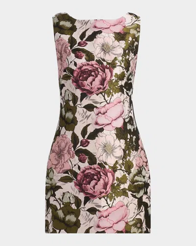 Milly Lane Floral Sleeveless Jacquard Minidress In Multi