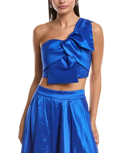Milly Laney Bow Cropped Top In Blue