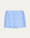 Milly Laura Floral & Geometric Lace Mini Skirt In Sky Blue
