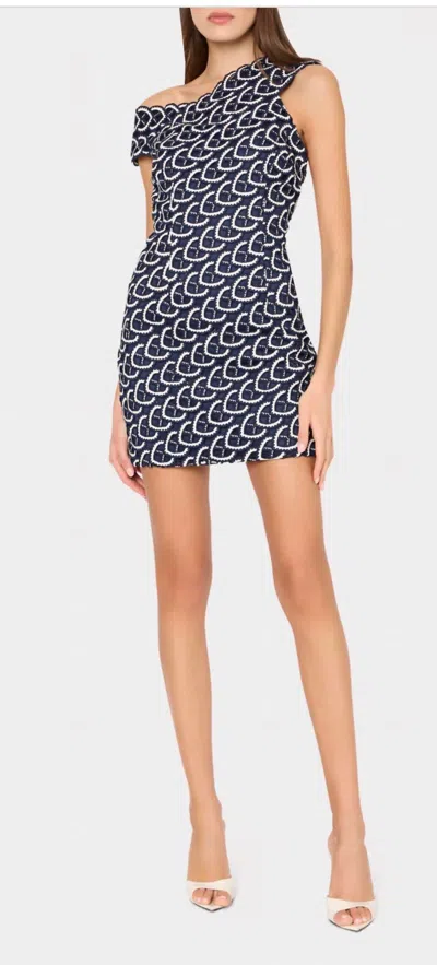 Milly Leah Lace Mini Dress In Navy/white In Blue